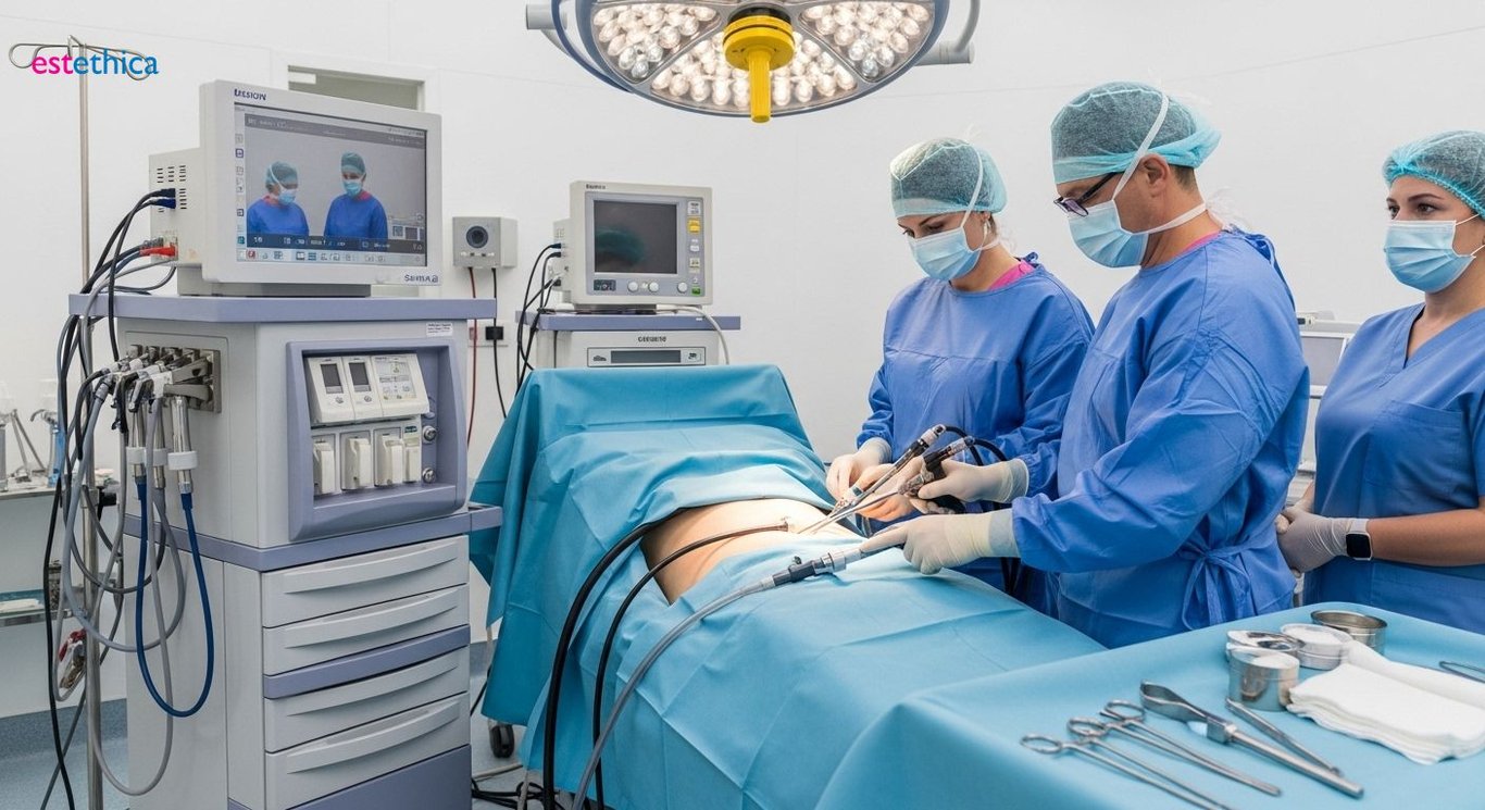 Abdominal etching before and after transformation