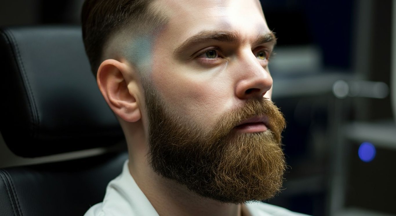 Man considering beard transplant options
