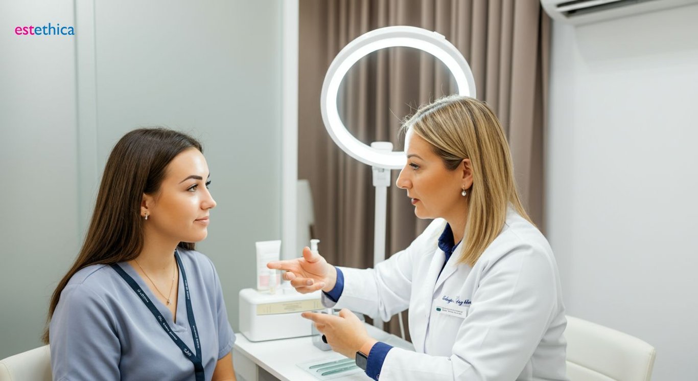 Eyebrow restoration process close-up