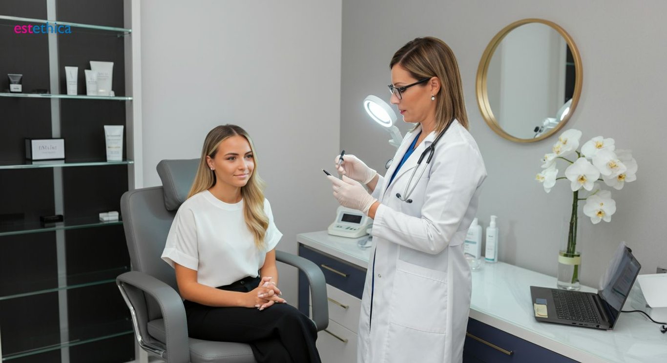 Eyebrow restoration procedure close-up