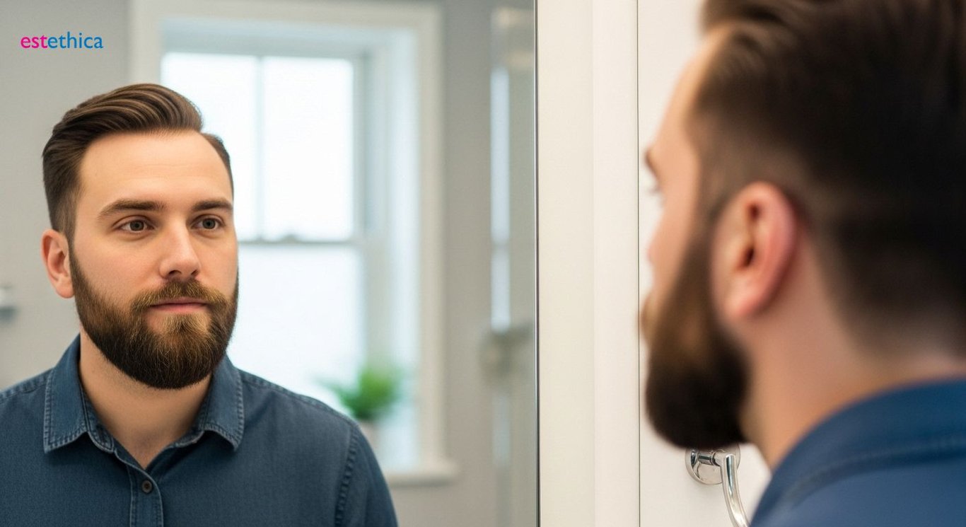 Beard transplant procedure illustration