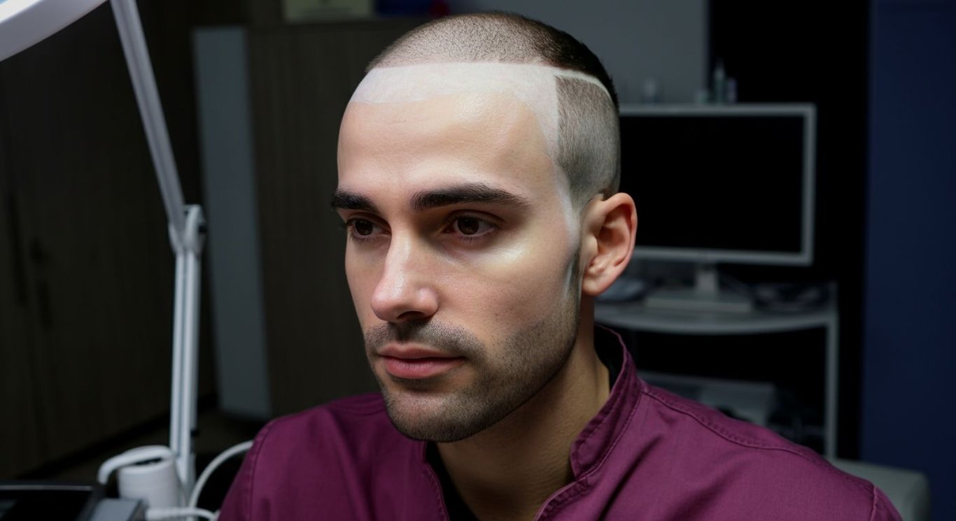 Facial hair transplant consultation with doctor