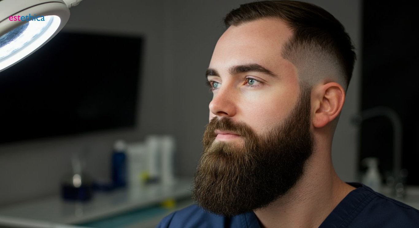 FUE beard transplant procedure illustration