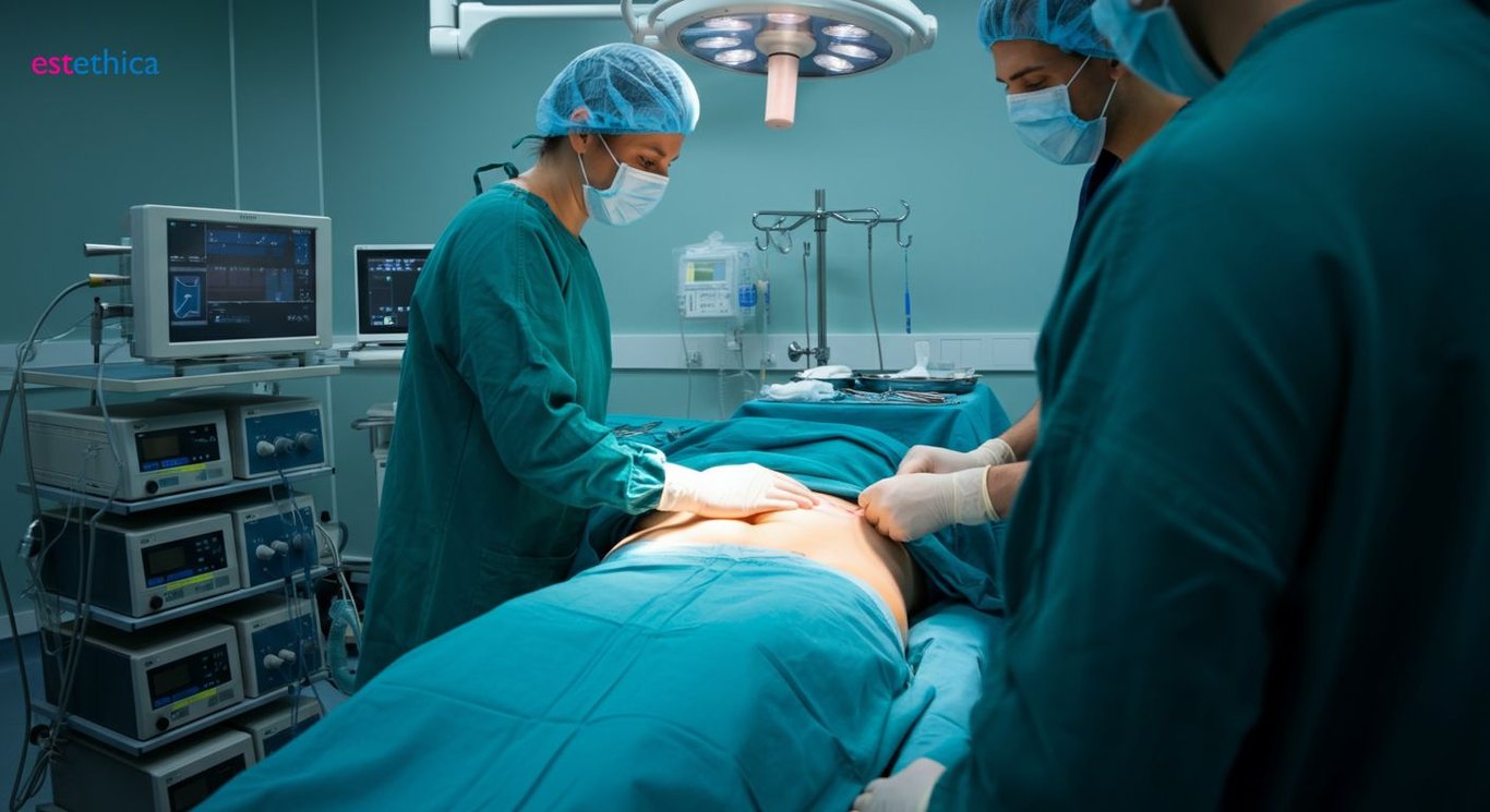 Karın germe ameliyatı öncesi ve sonrası görseli