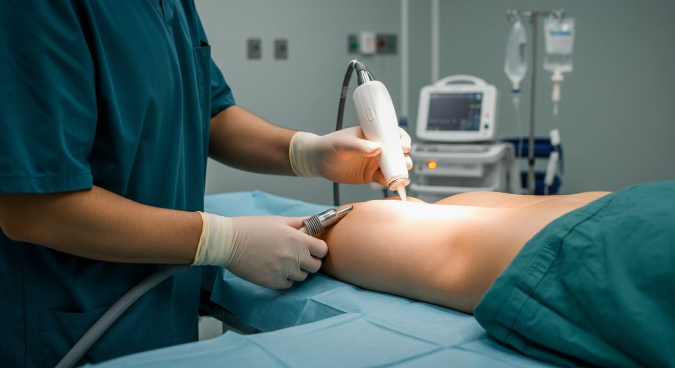 Laser liposuction procedure illustration