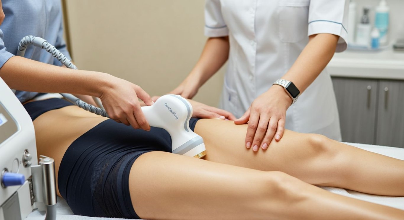 Radiofrequency skin tightening treatment for silhouette enhancement
