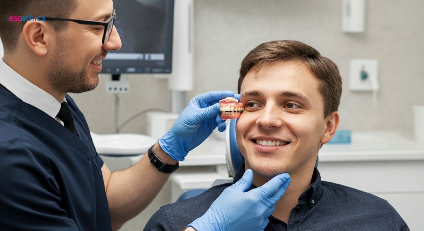 Teeth replacement options with dental implants highlighted