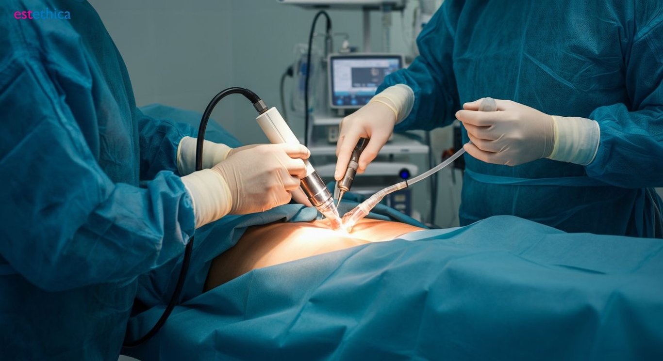 Liposuction process illustration