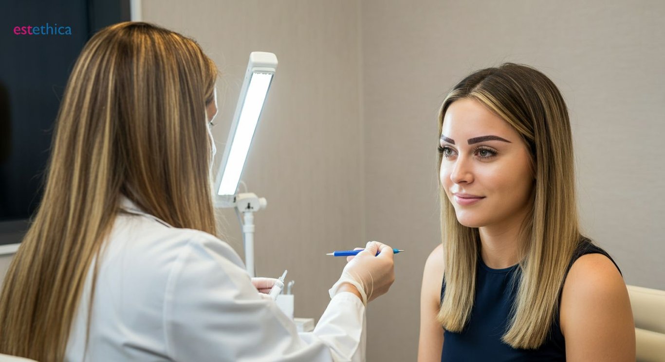 Eyebrow transplant procedure illustration