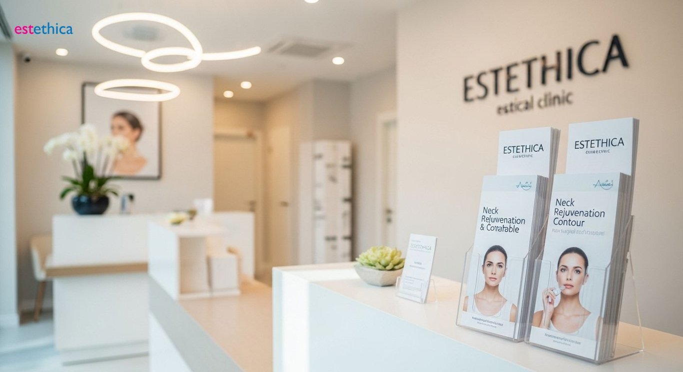 Neck contouring illustration with detailed anatomy view