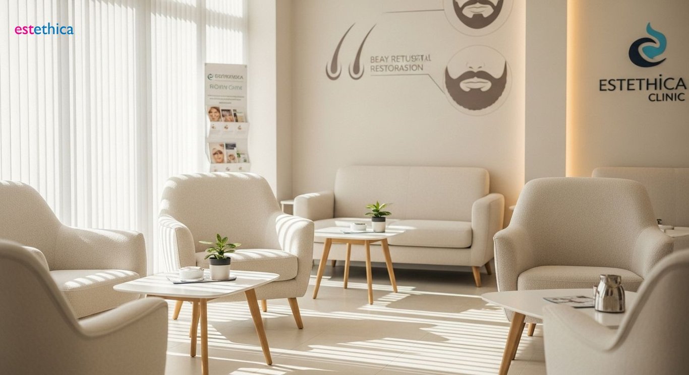 Facial hair transplant procedure close-up