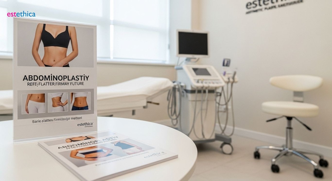 Tummy tuck muscle repair process illustration